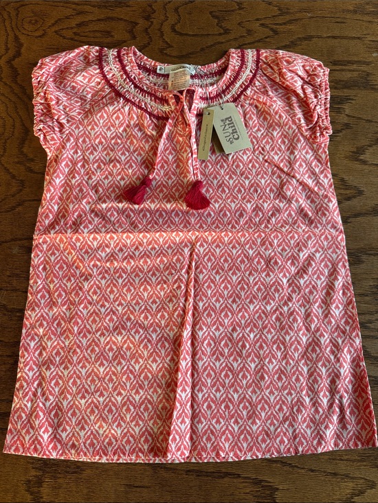 Sun Child Other - Sun Child Coral Pink and White Tassel-Trim Casual Kids Dress